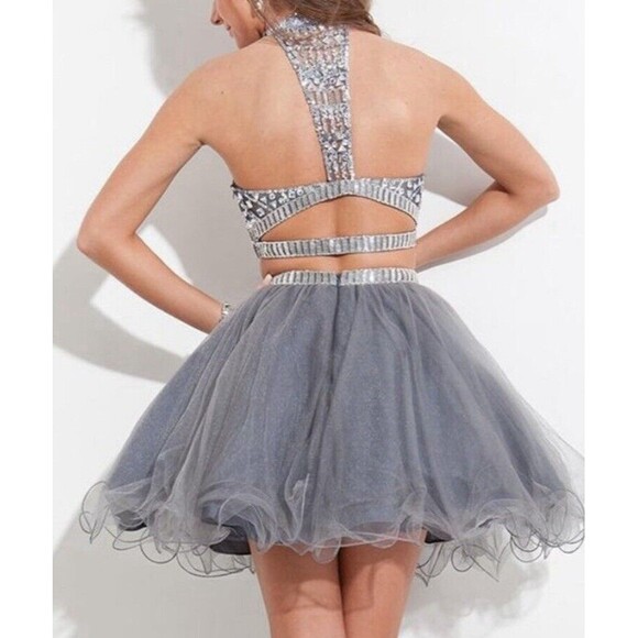 Rachel Allen Gunmetal Prom Dress Size 2 - Picture 4 of 5